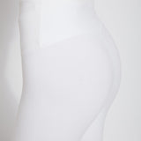 color=White, Side detail of white flattering cotton crop leggings with concealed waistband for control and comfort