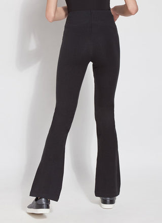 color=Black, back view, slimming workleisure bootcut pants made from stretch cotton, with lifting anatomic seaming