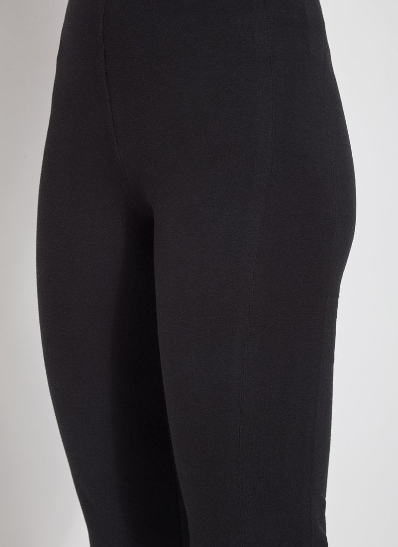 color=Black, front detail, slimming workleisure bootcut pants made from stretch cotton, with lifting anatomic seaming